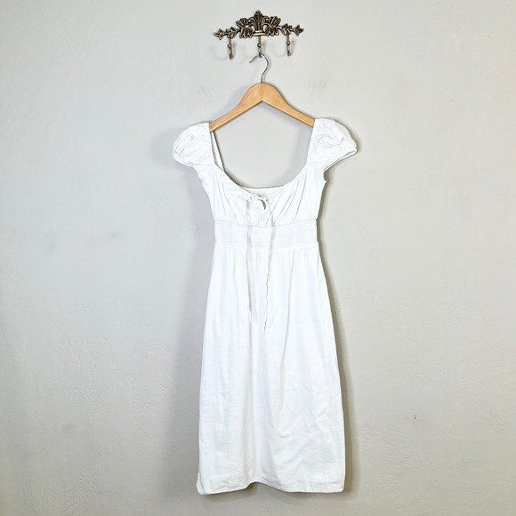 Reformation Dresses & Skirts - Reformation Dress Size 2 White Smocked Waist Organic Cotton Midi Milk Maid